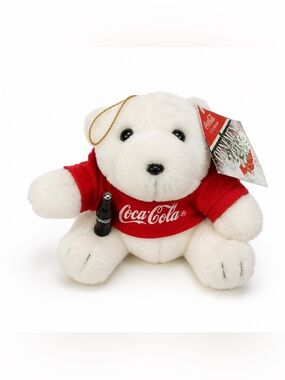 Vintage 1997 Coca Cola Christmas Polar Bear Plush Ornament